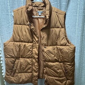 Falls Creek Tan Quilted Puffer Vest High Collar